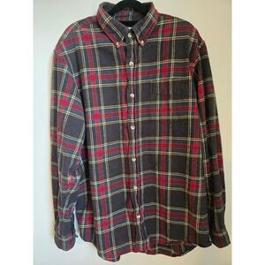 Red Head Mens Plaid Flannel Shirt Long Sleeve Button Down Casual Everyday